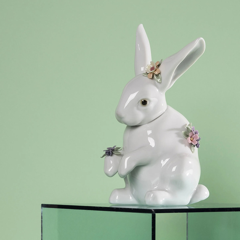 LLADRO リヤドロ 花飾りの白うさぎ フィギュリン-www.mwasaving.com