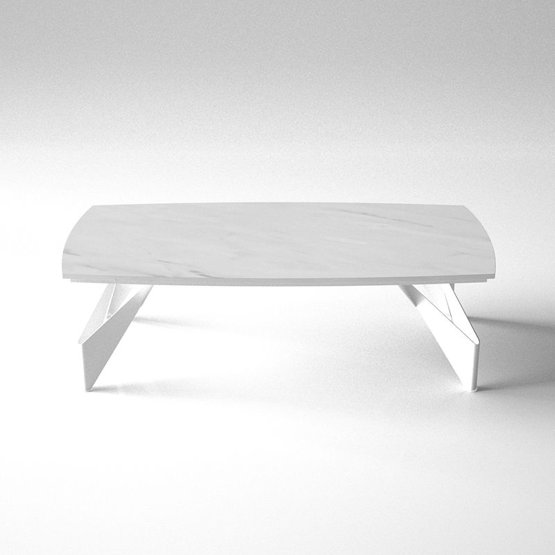 オリガミレクタングルロー（ホワイトマーブルトップ+ホワイト脚） テーブル・デスク