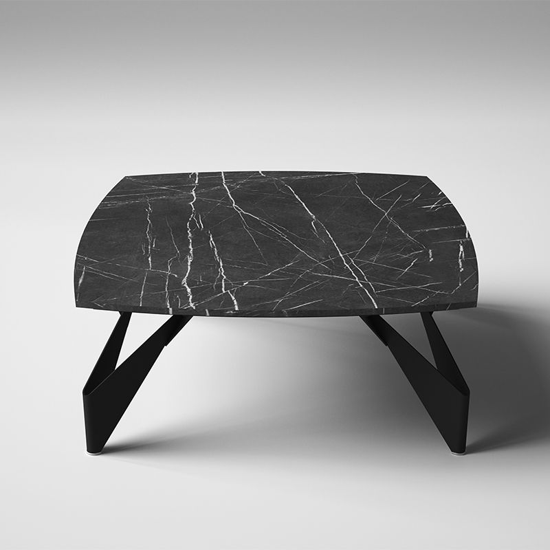 オリガミスクエア900ロー（ブラックマーブルトップ+ブラック脚） テーブル