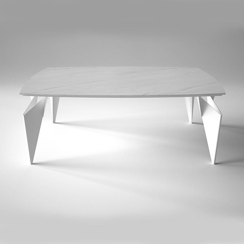 オリガミレクタングル（ホワイトマーブルトップ+ホワイト脚） 家具