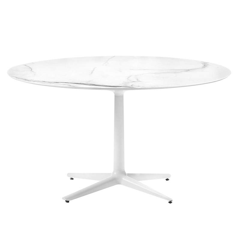 ムルティプロラウンド120 4本スポークベース（マーブルホワイトトップ/ホワイト脚） テーブル