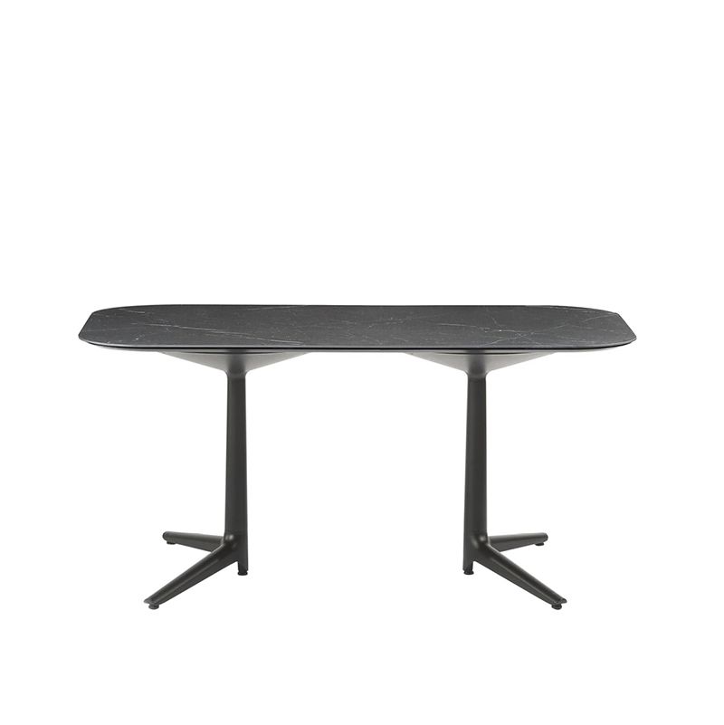 ムルティプロXLレクタングル158（マーブルブラックトップ/ブラック脚） テーブル