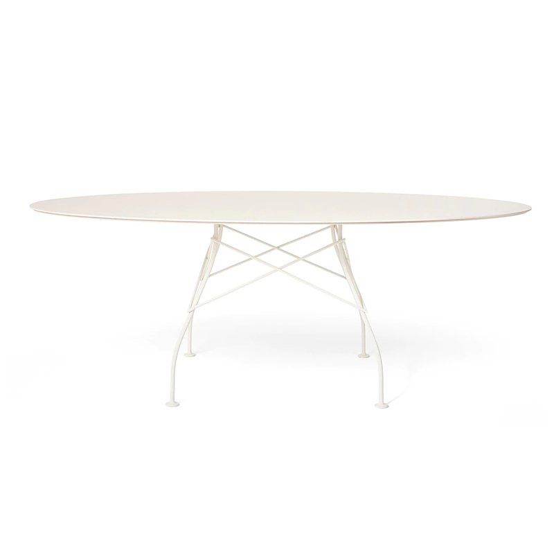 グロッシーアウトドアオーバル（トップ ホワイト/フレーム ホワイト） テーブル・デスク