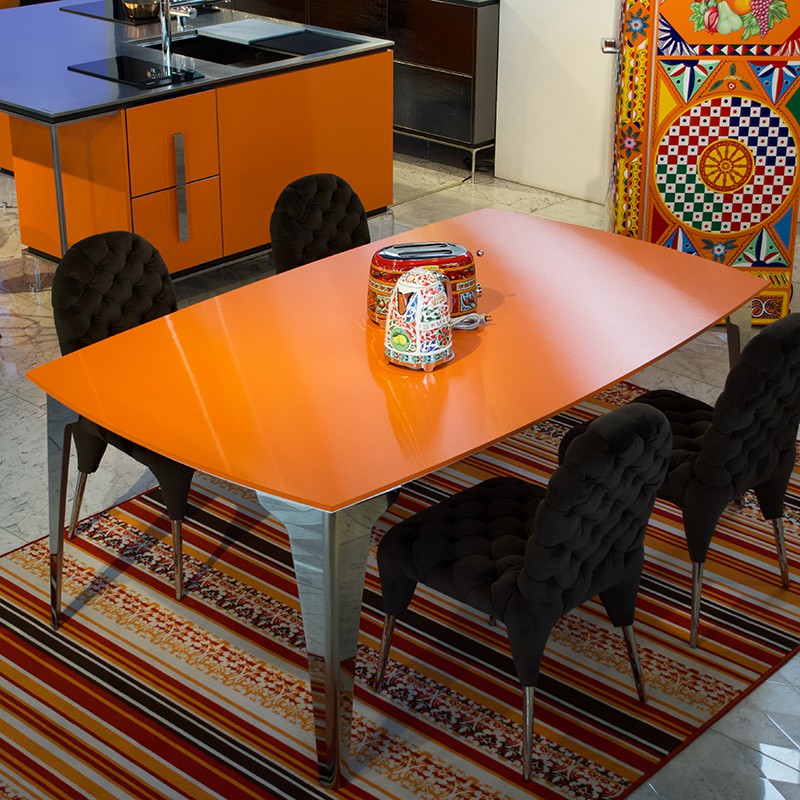 オリガミ2（パッションオレンジトップ+ミラー脚） テーブル