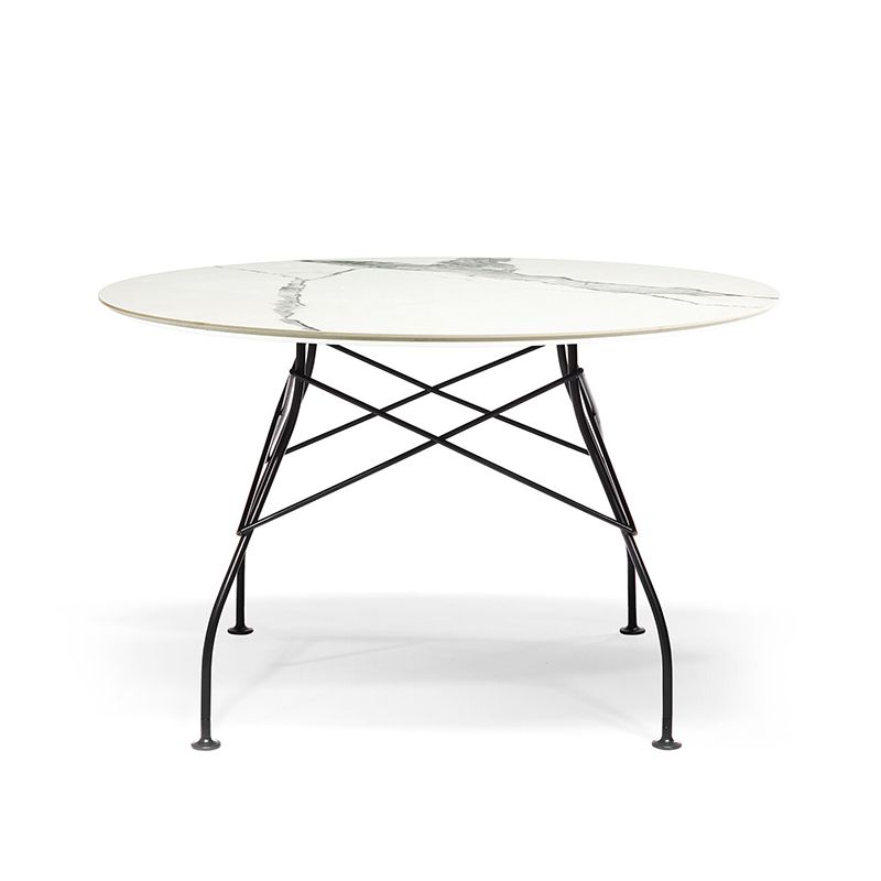 グロッシーラウンド118(トップ マーブルホワイト/フレーム ブラック）