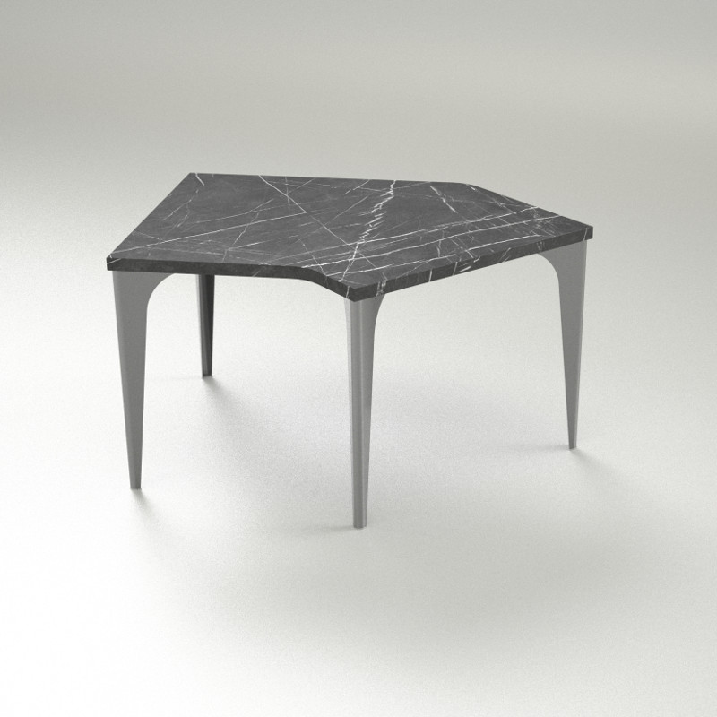 集（つどい）ダイニングテーブル135°ショートL（ブラックマーブルトップ+チタン脚）