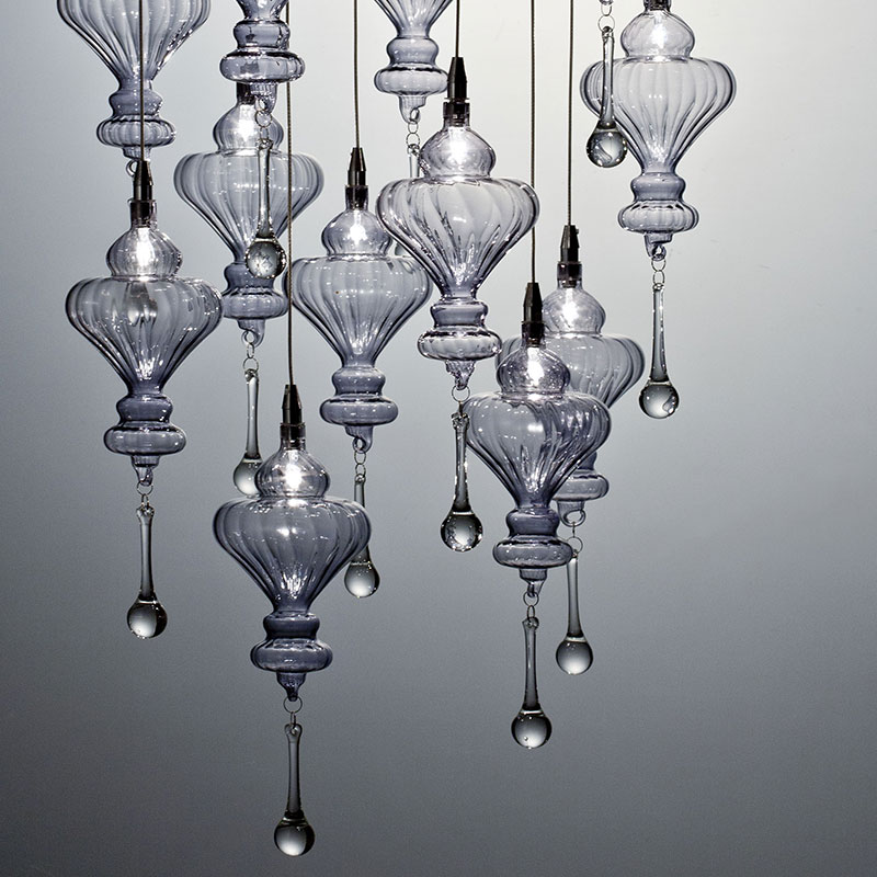 ウッド グレー ビーズシャンデリア モダンデザイン ウッド グレー