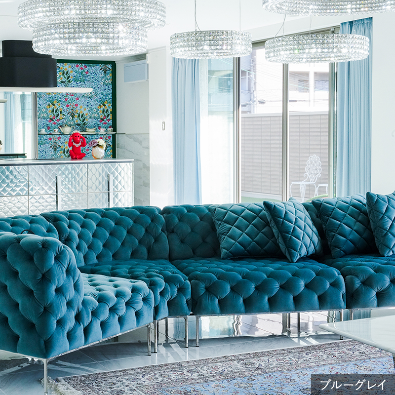 取付無料！トーヨーキッチンスタイル 集い ターコイズベルベットソファ✨ 集(つどい) ソファ1S［レギュラーカラー］｜ トーヨーキッチンスタイル