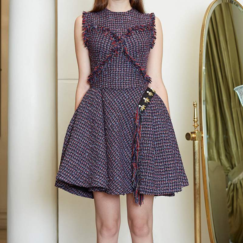 ツイード ドレス ウィズ ブラジャー ディテール カット ドレス