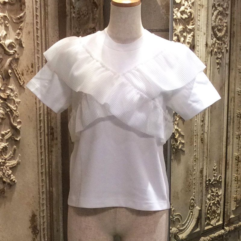 ホワイトTウィズホワイトフリル トップス