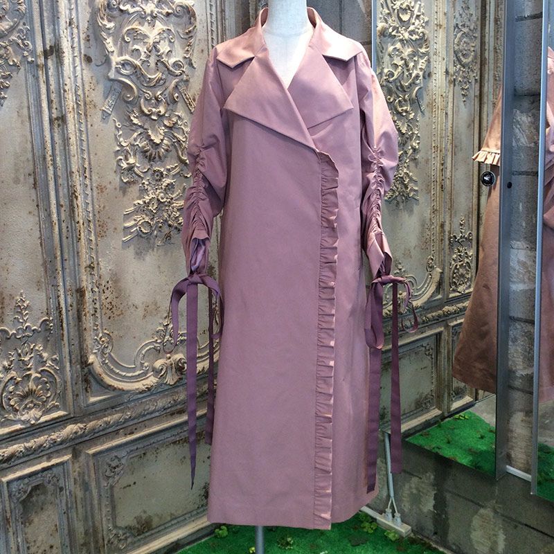 ダーティピンクトレンチコートウィズフリル ジャケット＆コート