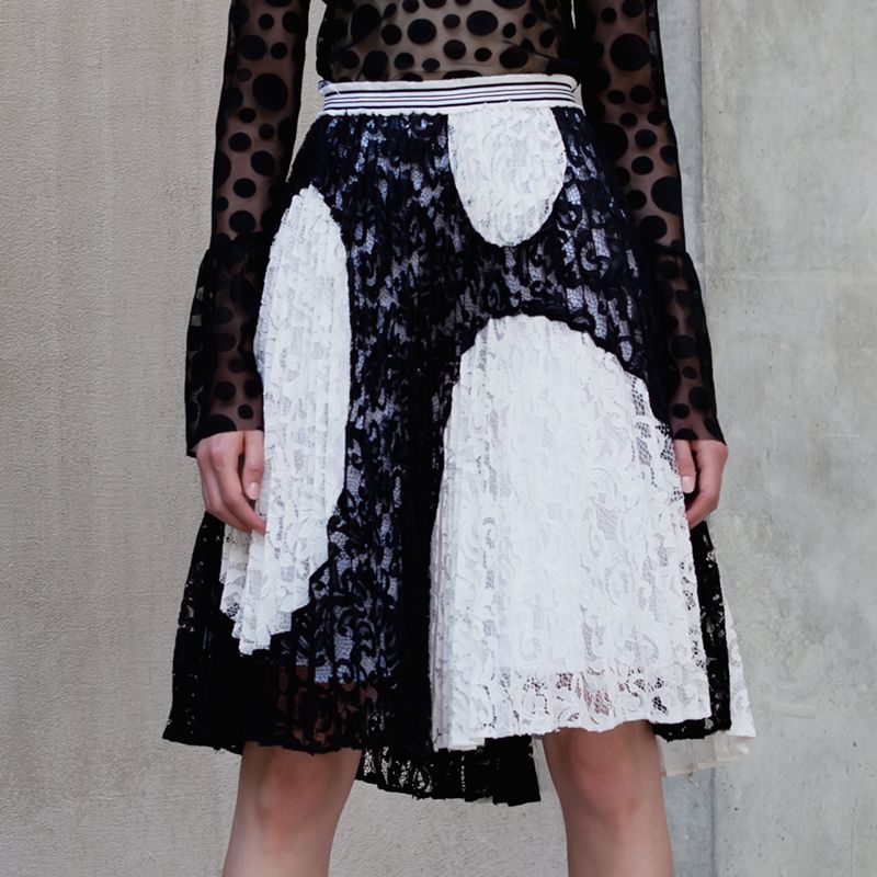 ドットレースプリーツスカート スカート