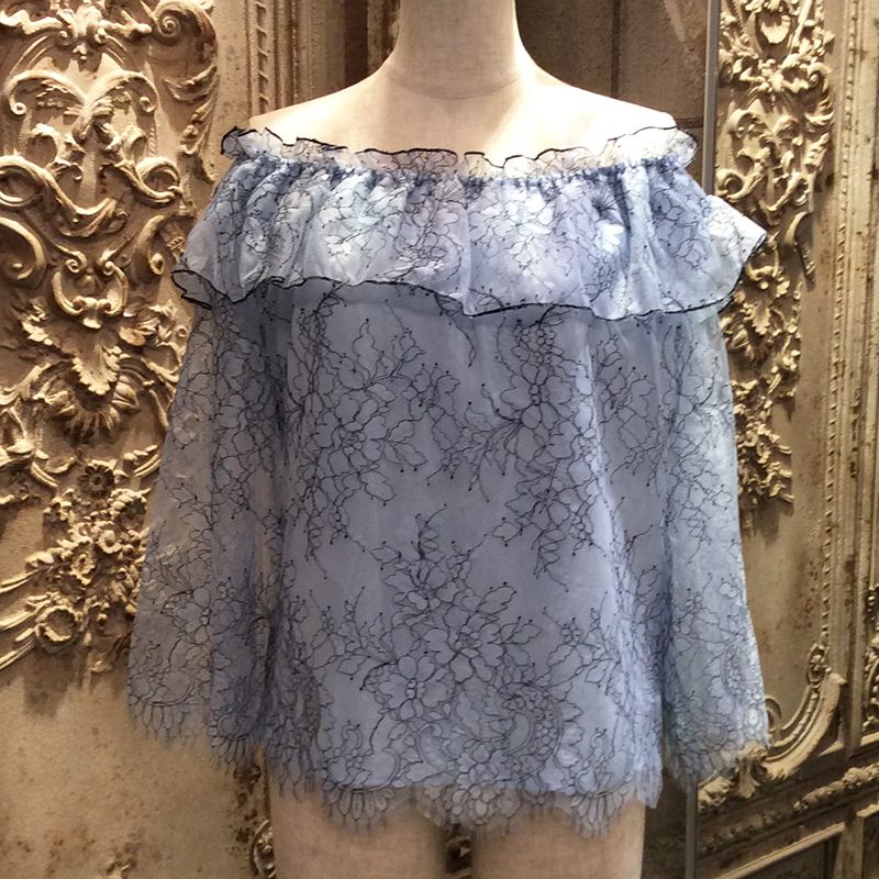 シャンティイレースオフショルダートップ トップス