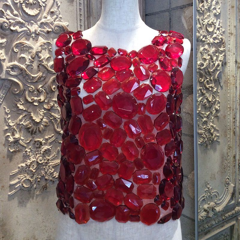 ボールドレジンストーンズスリーブレスベスト トップス