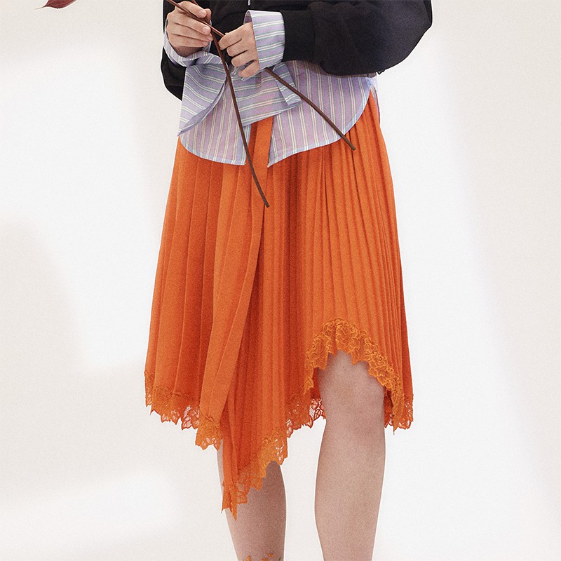 フォルドオーバープリーテッドスカート スカート