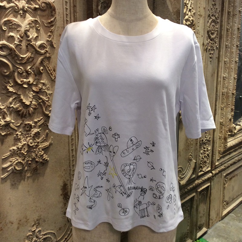 ドローイングエンブロイダードT トップス