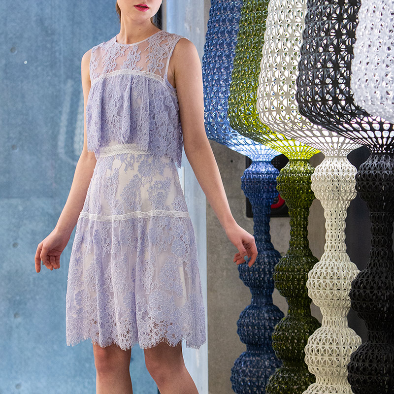 コーラルレースドレス ドレス