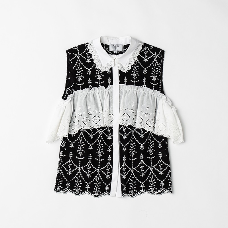 ネイビーサンガロブラウス