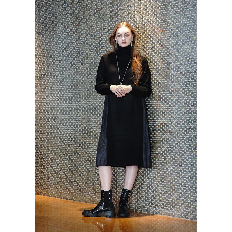 サイドプリーツニットドレス ドレス