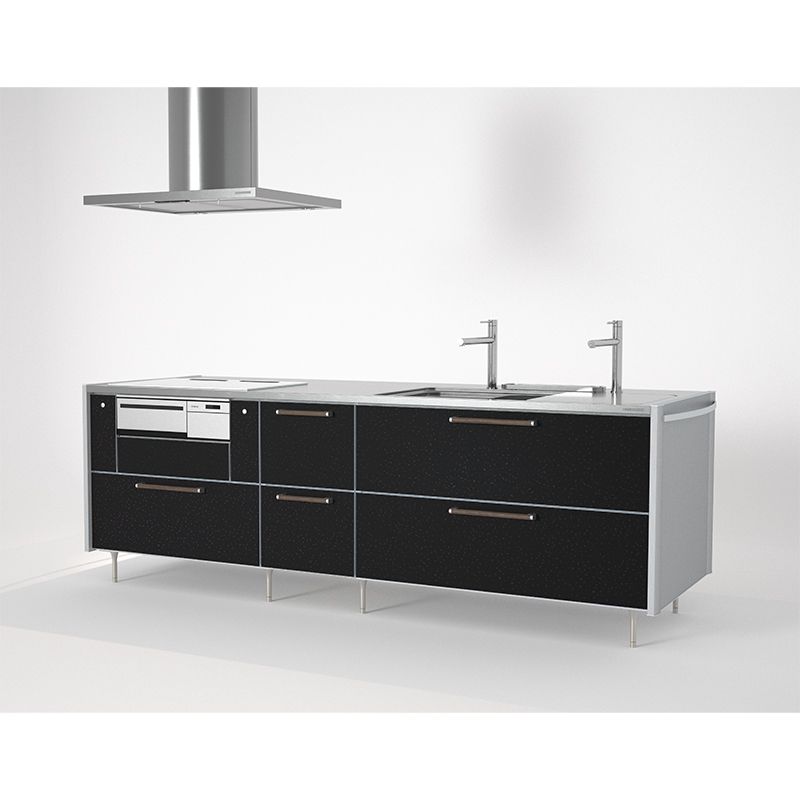 PORTO I-LANDアルミデザインウォール W259D90H85エンブレムトップアイス IHクッキングヒーター引き出しタイプ左シンクトールボーイ水栓センターフード キッチン PORTO｜ポルト