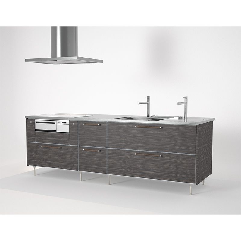 PORTO I-LAND W244D77H85チタン仕上トップ ガス(RB71AW41T1RVW)引き出しタイプ右シンクセンターフード キッチン PORTO｜ポルト