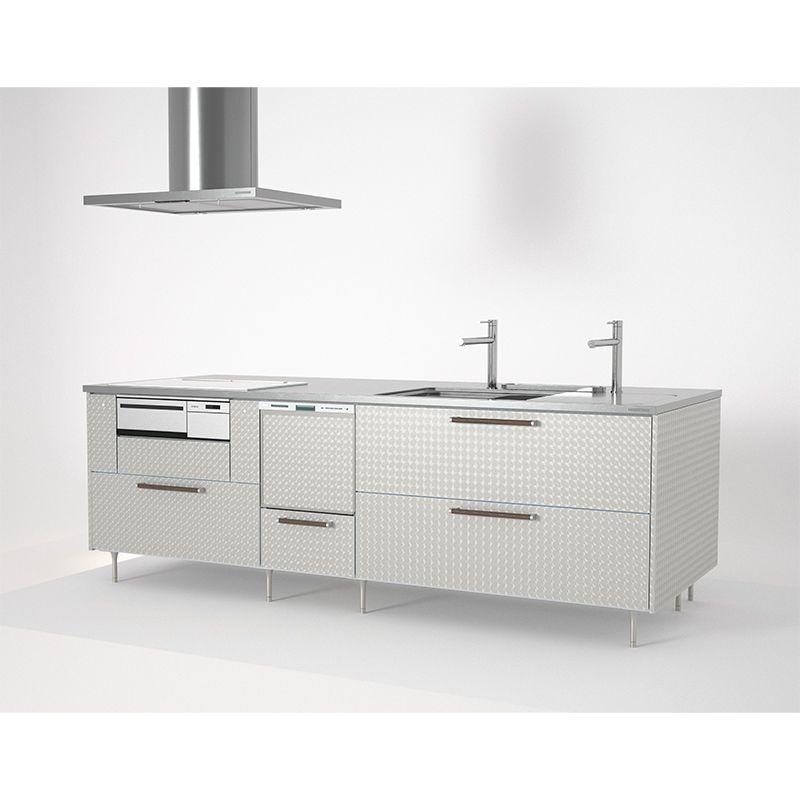 PORTO C-LAND W244D105H85チタン仕上トップ ガス(RHB71W42J5RSTW)食洗機タイプ左シンクトールボーイ水栓センターフード キッチン PORTO｜ポルト