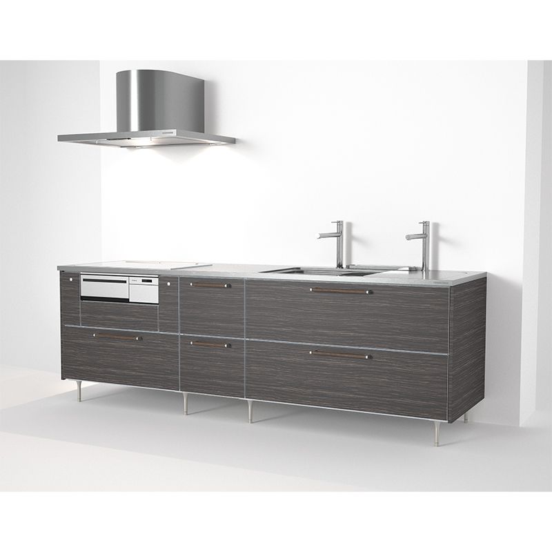 PORTO On-Wall W244D77H85チタン仕上トップ ガス(RB71AW41T1RVW)引き出しタイプ右シンクフード別途 キッチン PORTO｜ポルト