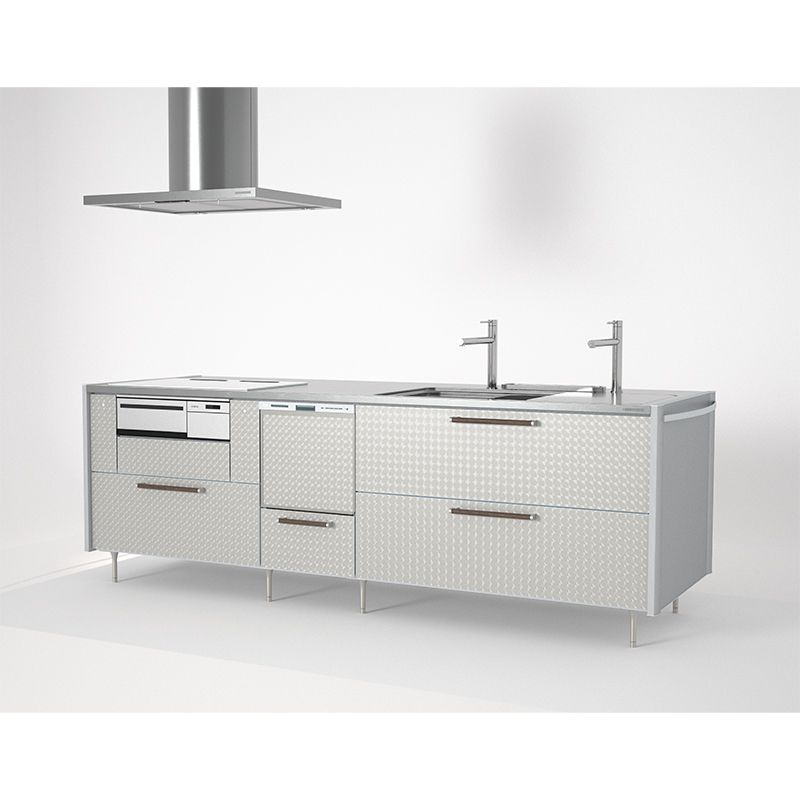 PORTO I-LANDアルミデザインウォール W259D90H85エンブレムトップアイス IHクッキングヒーター食洗機タイプ右シンクトールボーイ水栓センターフード ホリデースペシャルマーケット