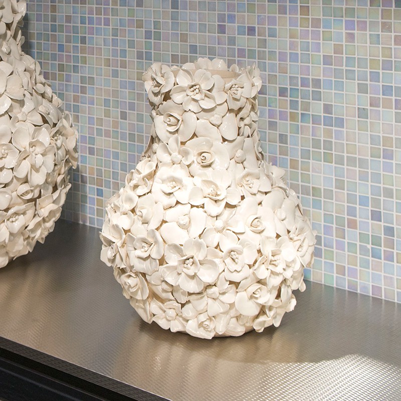 ホワイトフラワーベース 陶磁器製