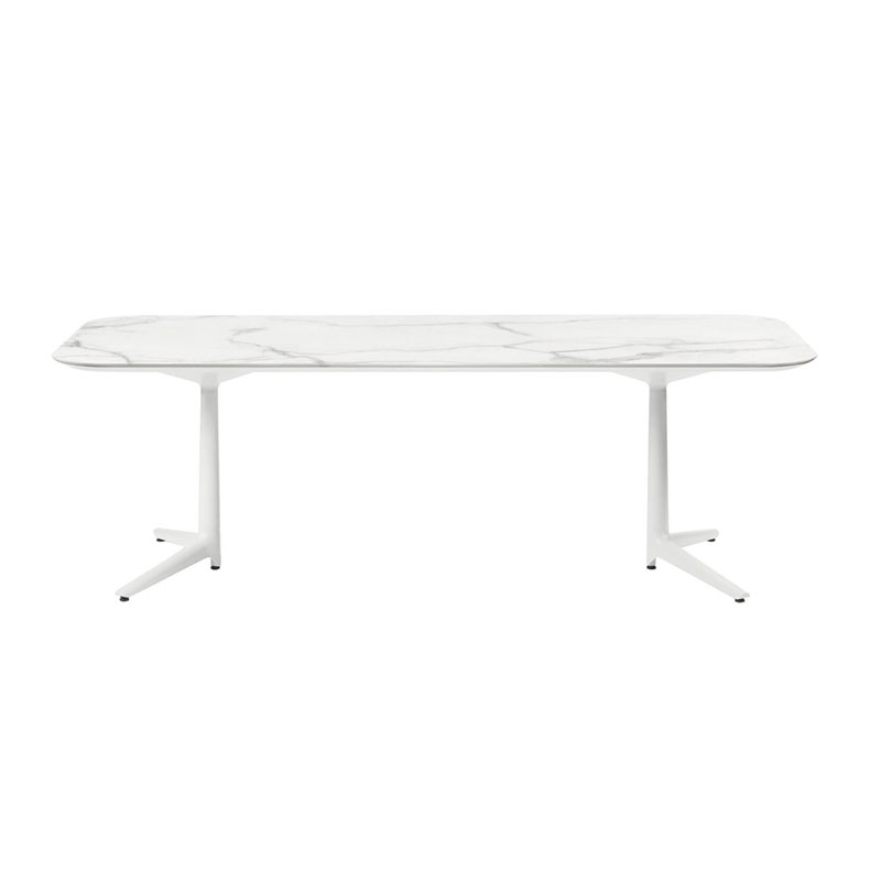 ムルティプロXLレクタングル180（マーブルホワイトトップ/ホワイト脚） 即納可能 家具・照明