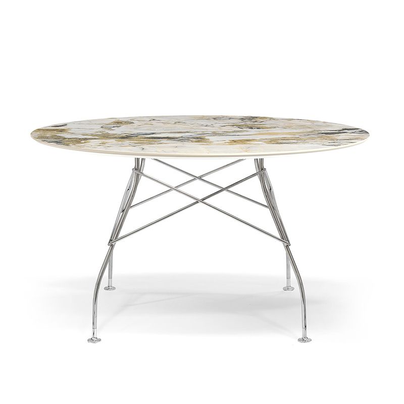 グロッシーラウンド128(トップ シンフォニー/フレーム クローム）【アウトレット品◇】 家具