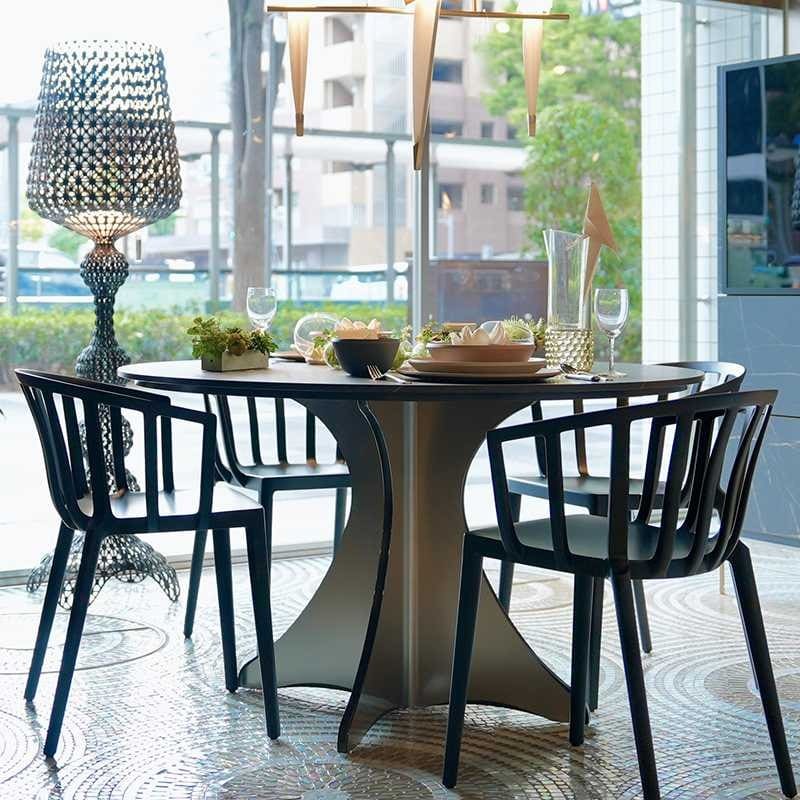 オリガミラウンド（ブラックマーブルトップ）【アウトレット品★】 アウトレット品