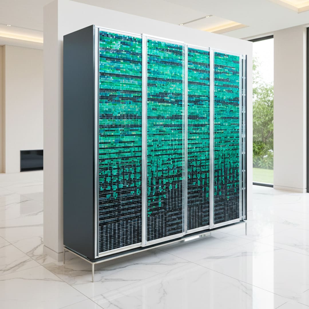 W244/D65/H231.9cm マイアミ収納（家電収納+棚板）SICIS扉 INO脚【アウトレット品】 収納