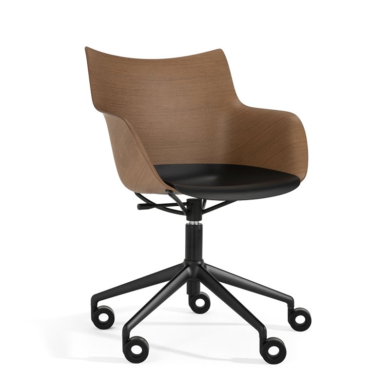 Qウッドロール キャスター付チェア