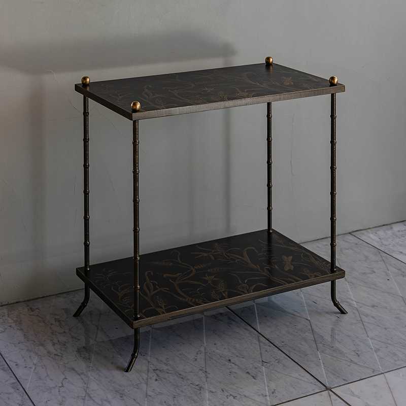 ゴールデンウィート2段ブラックテーブル テーブル・デスク