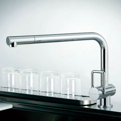 A89673メタルホース付シングルレバ−混合水栓 クローム