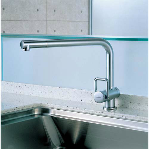 A89673メタルホース付シングルレバー混合水栓 ベロアクローム