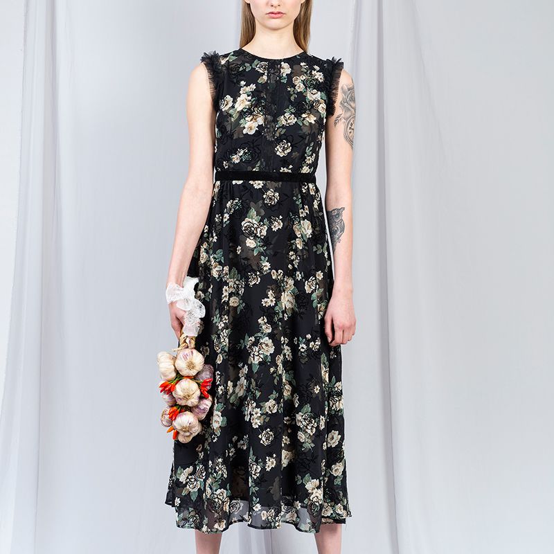 ダークローズフロッキングドレス ドレス