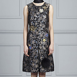 ランダムビーズフローラルジャカードディープVバックドレス ドレス