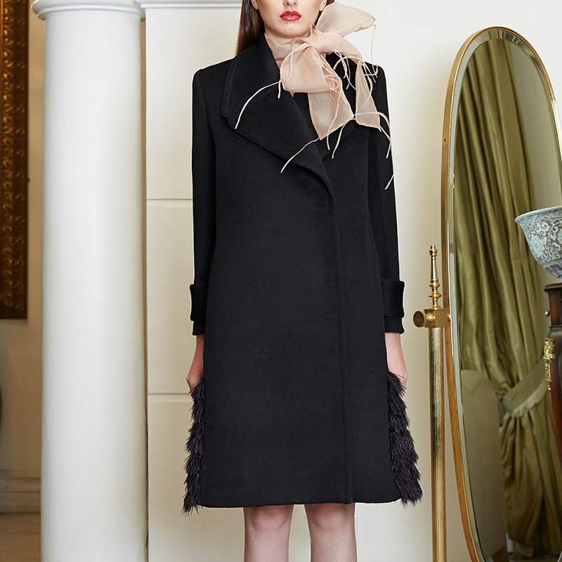 ダブル ブレステッド コート ウィズ ツイード アンド フェザー パネル ジャケット＆コート