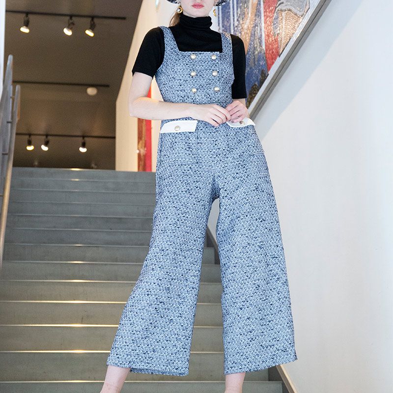 クラシックツイードジャンプスーツウィズディタッチャブルカードスーツチャームベルト パンツ・ジャンプスーツ