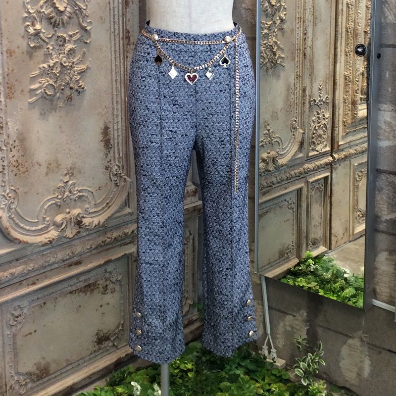 クラシックツイードトラウザーウィズディタッチャブルチャームベルト パンツ・ジャンプスーツ