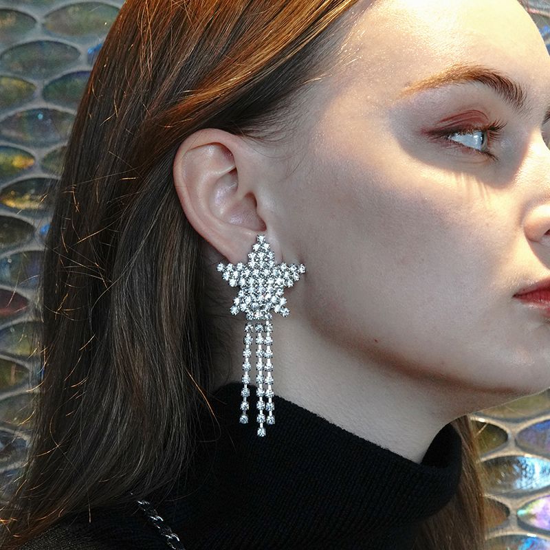 シューティングスターイヤリングクリスタルクリップ アクセサリー