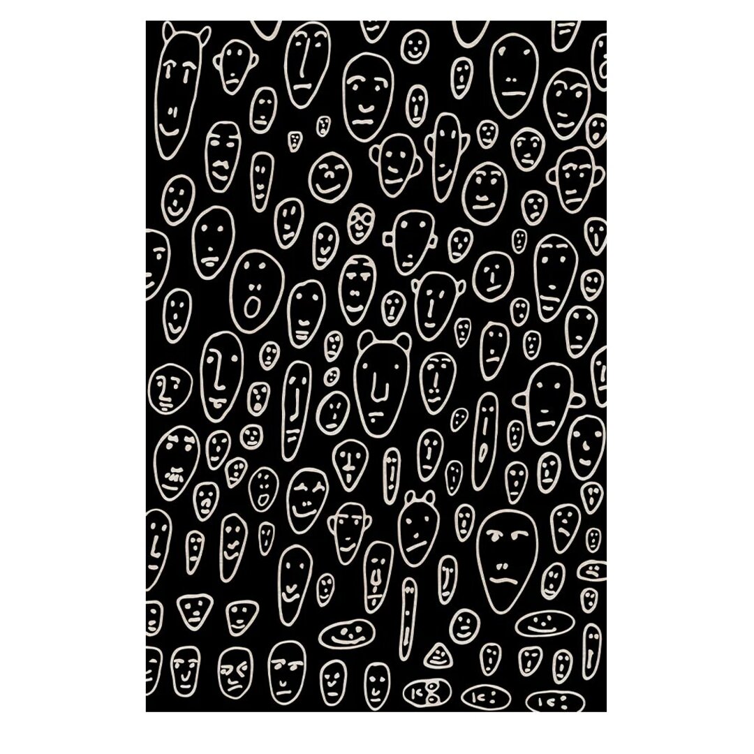 カーペットフローティングフェイセズ200x300ブラック