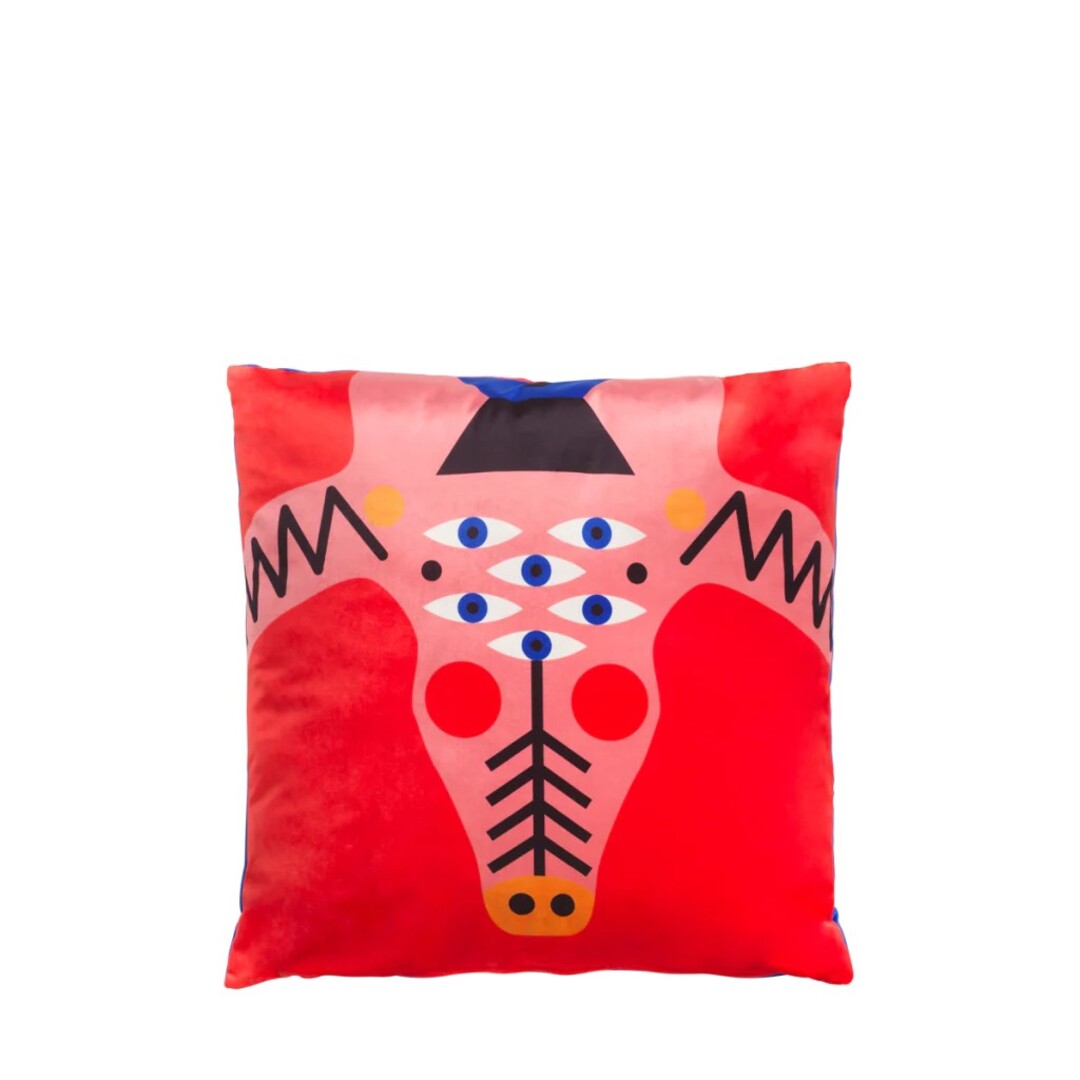 クロコピンククッション45x45 ソファ