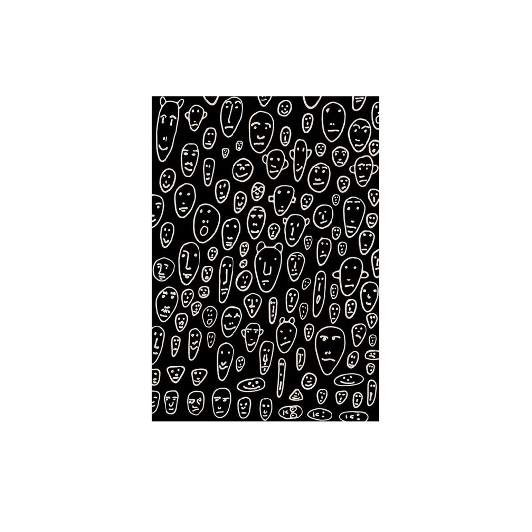 カーペットフローティングフェイセズスモール140x200ブラック Qeeboo | キーブー